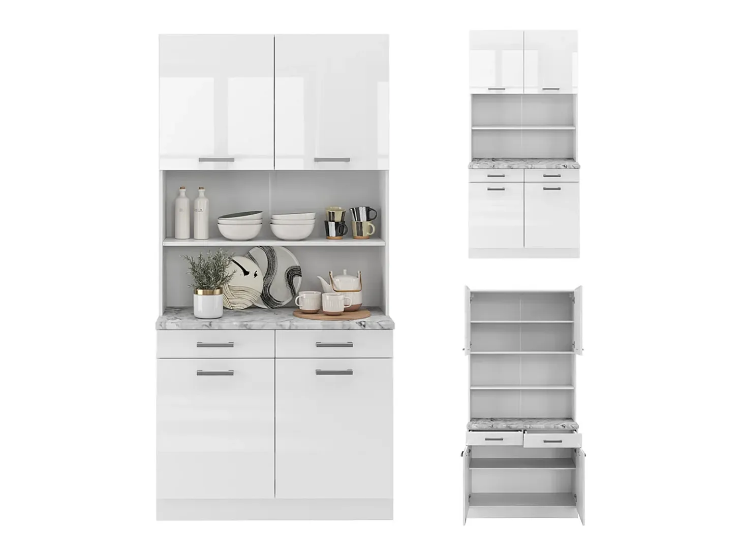 Bloque de cocina blanco alto brillo 100x60x81.6 r-line