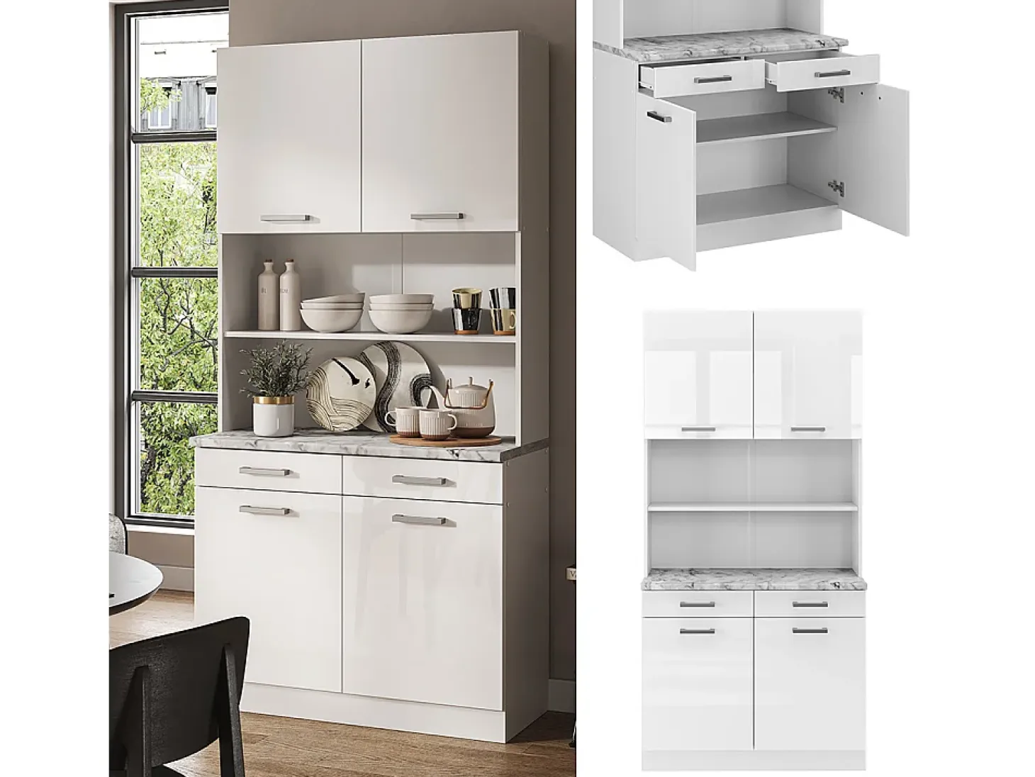 Bloque de cocina blanco alto brillo 100x60x81.6 r-line