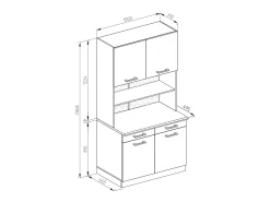 Bloque de cocina blanco alto brillo 100x60x81.6 r-line