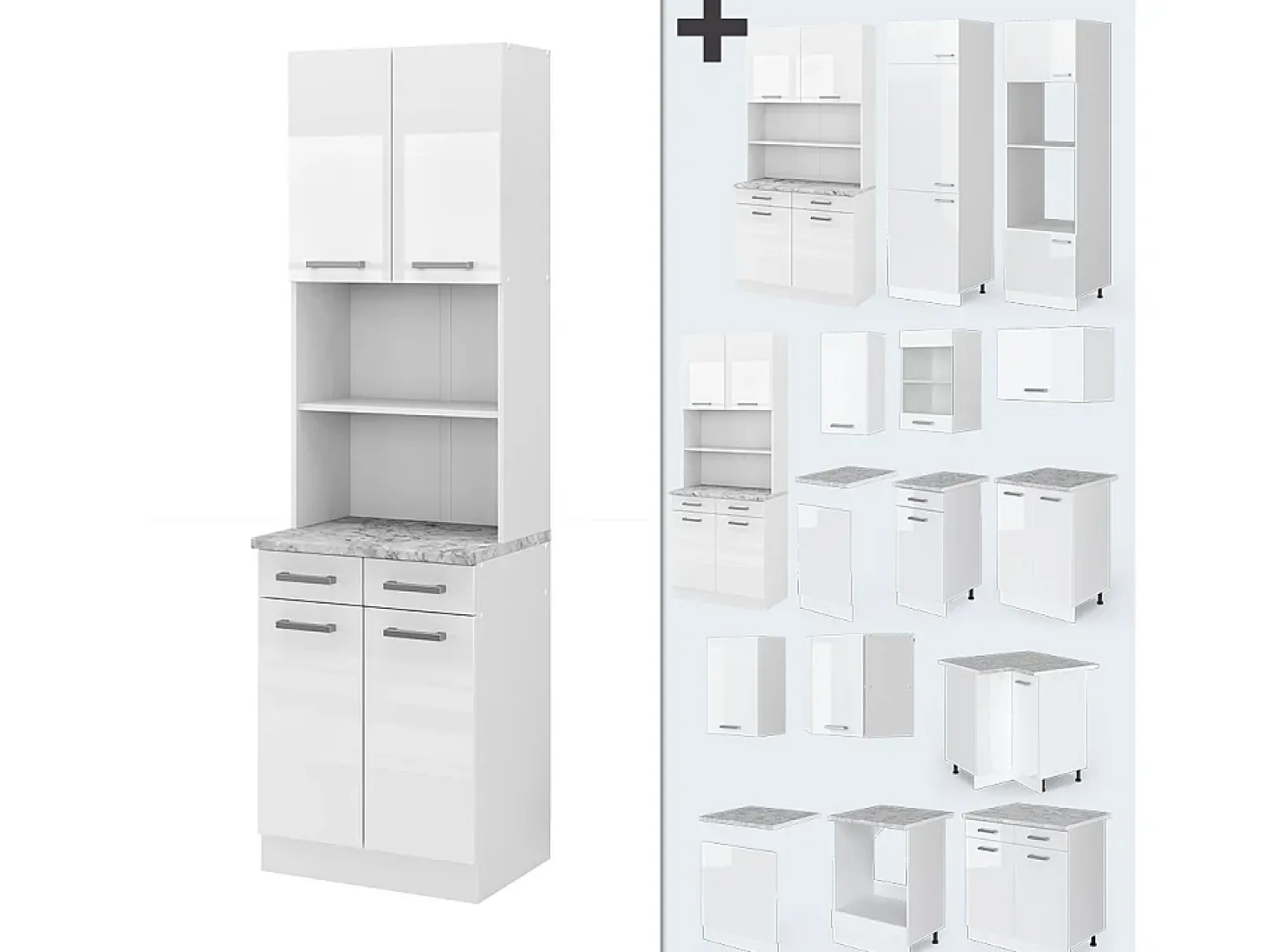 Bloque de cocina blanco alto brillo 60x60x81.6 r-line