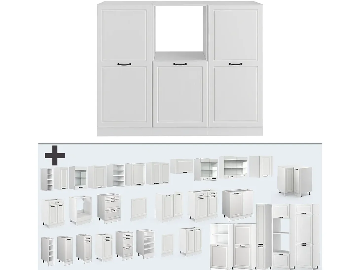 Bloque de cocina casa de campo blanca/blanca 180x46x81.6 r-line