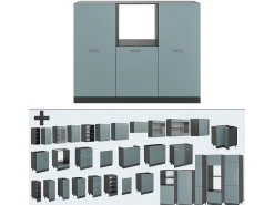 Bloque de cocina gris azulado/antracita 180x46x81.6 r-line