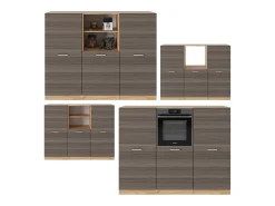 Bloque de cocina gris noble/roble dorado 180x46x81.6 r-line