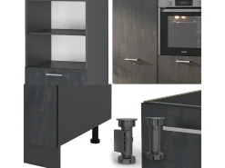 Bloque de cocina hormigón negro/antracita 180x46x81.6 r-line