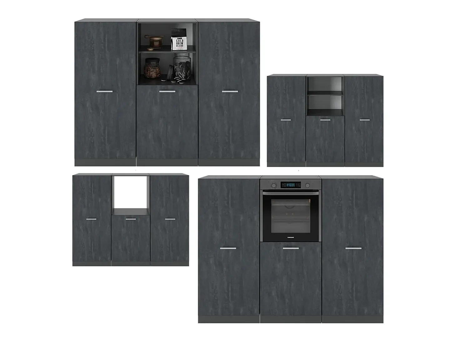 Bloque de cocina hormigón negro/antracita 180x46x81.6 r-line