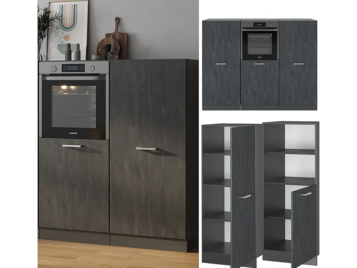 Bloque de cocina hormigón negro/antracita 180x46x81.6 r-line