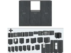 Bloque de cocina hormigón negro/antracita 180x46x81.6 r-line