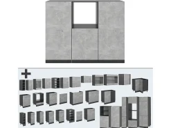 Bloque de cocina hormigón/antracita 180x46x81.6 r-line