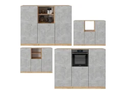 Bloque de cocina hormigón/roble dorado 180x46x81.6 r-line