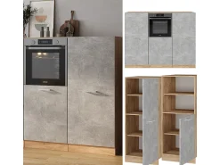 Bloque de cocina hormigón/roble dorado 180x46x81.6 r-line