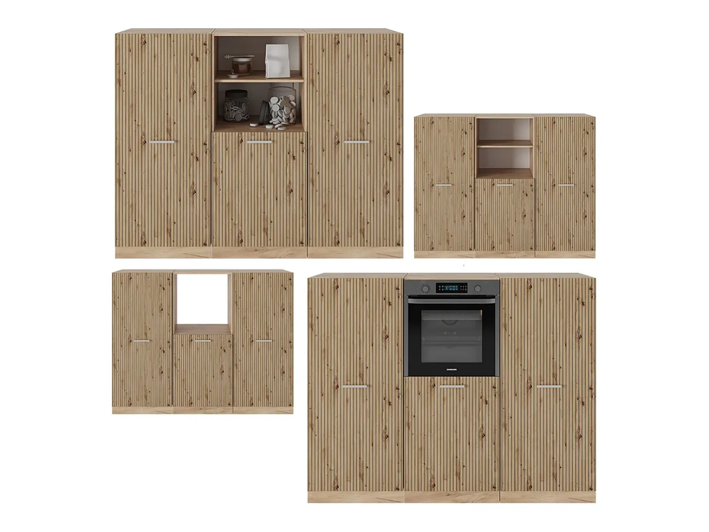 Bloque de cocina roble artesanal/roble dorado 180x46x81.6 r-line