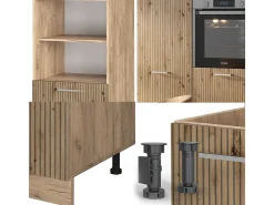 Bloque de cocina roble artesanal/roble dorado 180x46x81.6 r-line