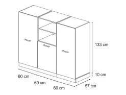 Bloque de cocina roble negro/dorado de alto brillo 180x46x81.6 r-line