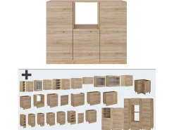 Bloque de cocina roble sonoma/goldkraft 180x46x81.6 r-line
