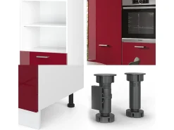 Bloque de cocina rojo brillo intenso/blanco 180x46x81.6 r-line