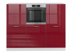 Bloque de cocina rojo brillo intenso/blanco 180x46x81.6 r-line