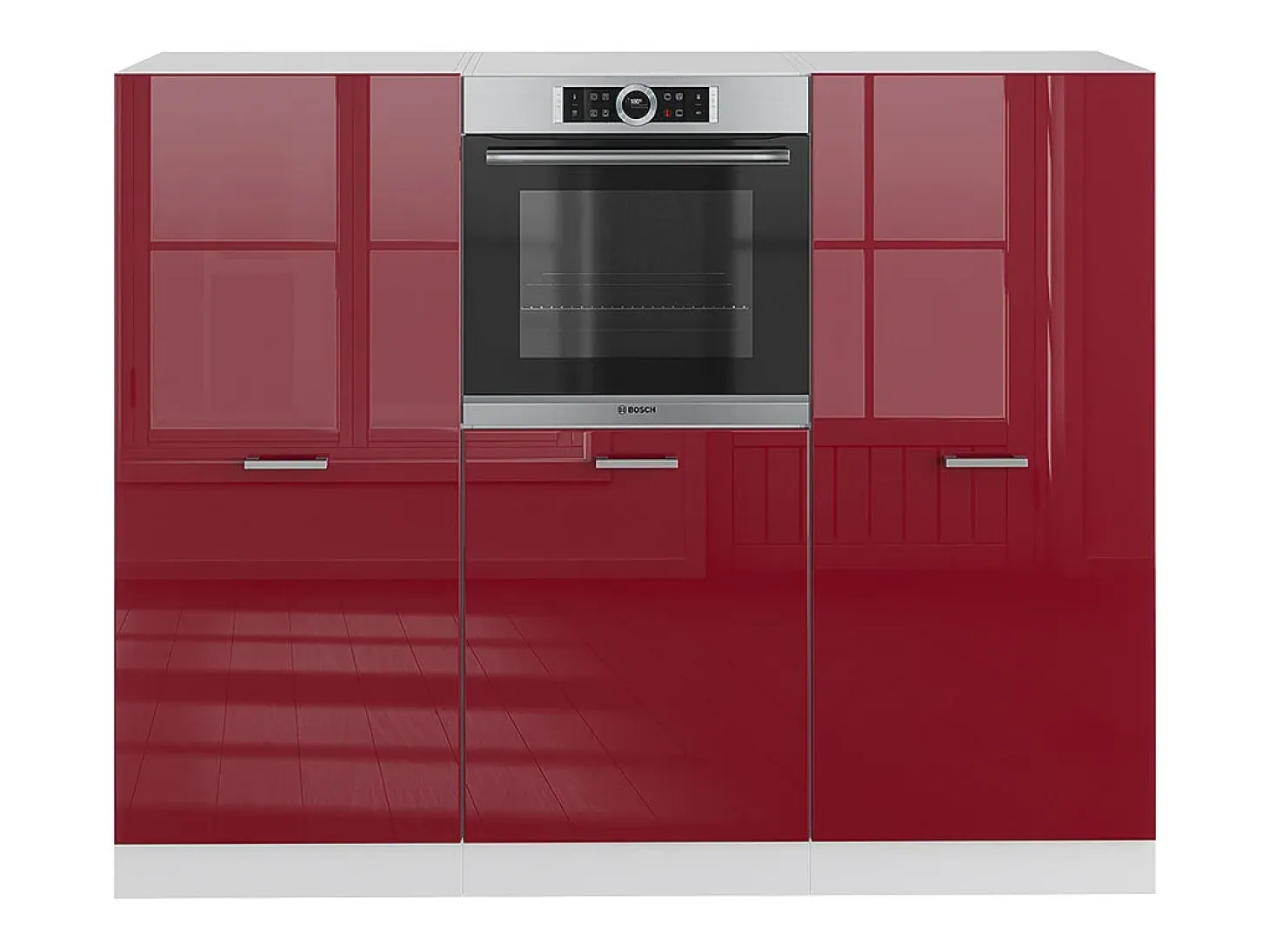 Bloque de cocina rojo brillo intenso/blanco 180x46x81.6 r-line