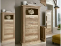 Bodeguero para Salón o Comedor, Práctico y Funcional, Color Cañón, Fácil de Montar, Madera, 135cm (Alto) x 66cm (Ancho) x 36,6cm (Fondo)