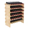 Botellero Apilable SucceBuy para 48 Botellas, Estante de Exhibición de Madera de Bambú de 6 Niveles