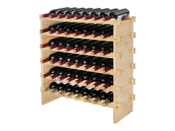 Botellero Apilable SucceBuy para 48 Botellas, Estante de Exhibición de Madera de Bambú de 6 Niveles