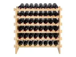 Botellero Apilable SucceBuy para 48 Botellas, Estante de Exhibición de Madera de Bambú de 6 Niveles