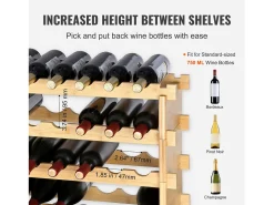 Botellero Apilable SucceBuy para 48 Botellas, Estante de Exhibición de Madera de Bambú de 6 Niveles