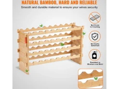 Botellero Apilable SucceBuy de 4 Niveles para 36 Botellas, de Madera de Bambú Natural