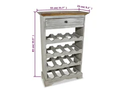 Botellero de madera maciza reciclada 55x23x85 cm ES665872