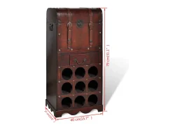 Botellero de madera para 9 botellas baúl con cajón ES221263