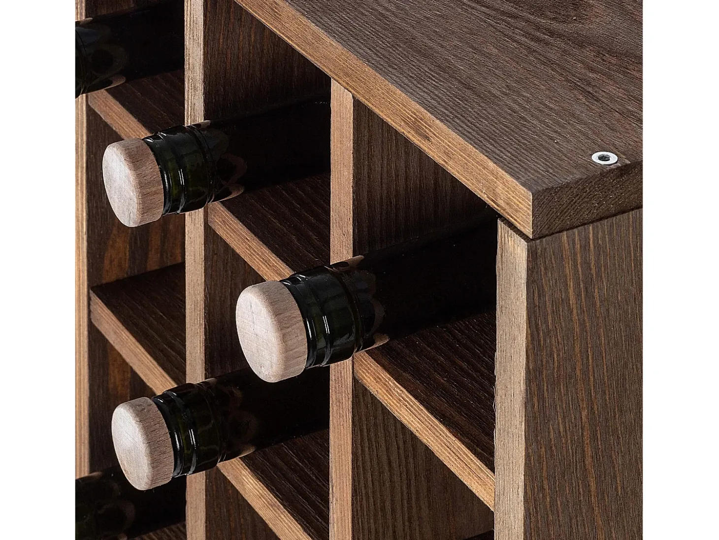 Botellero Loreo de madera de tablero de ajedrez marrón oscuro