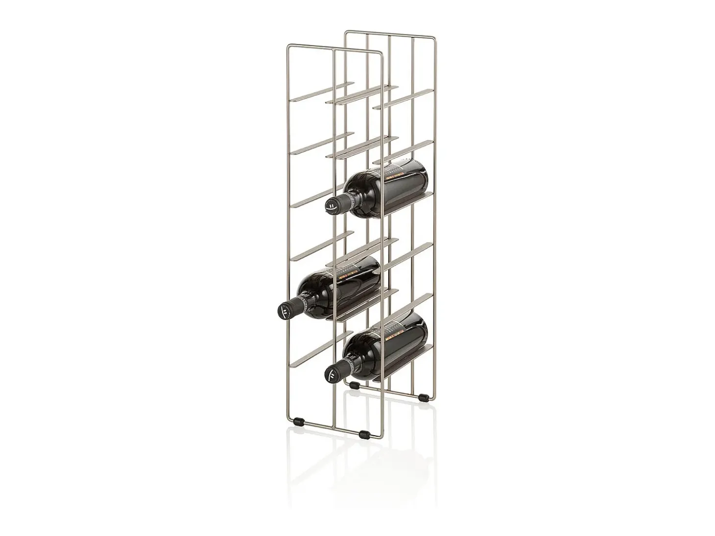 Botellero moderno de metal satinado para 12 botellas de vino Jin