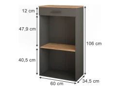Botellero oro power roble/antracita 60x34.5x106 repose