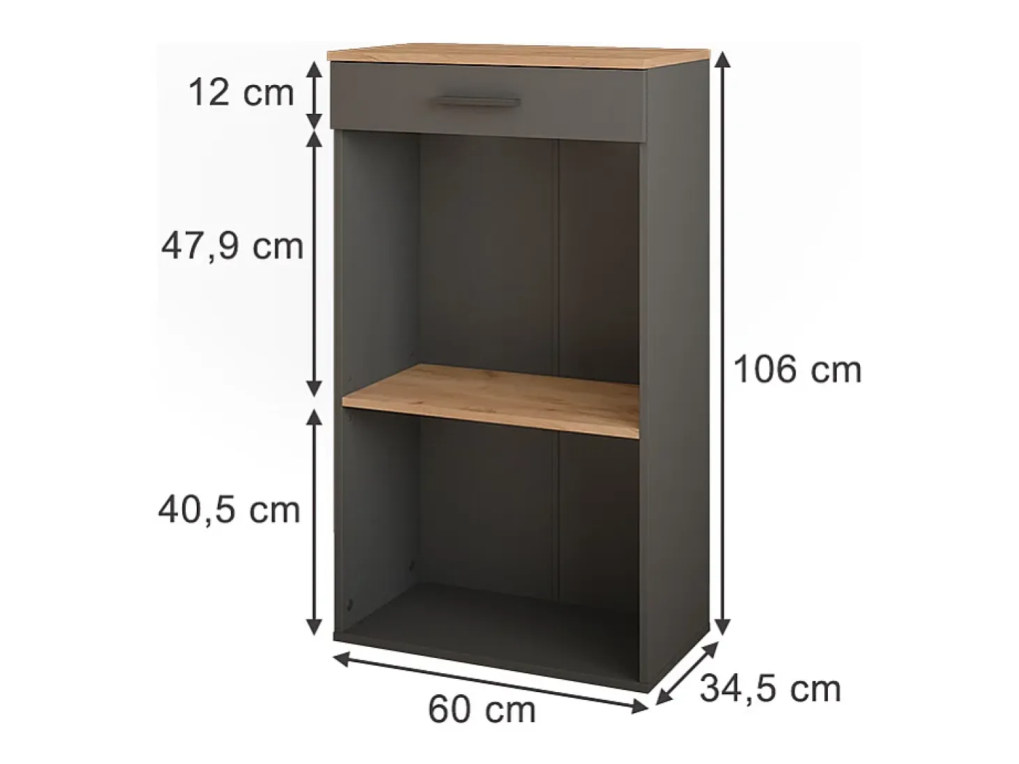 Botellero oro power roble/antracita 60x34.5x106 repose