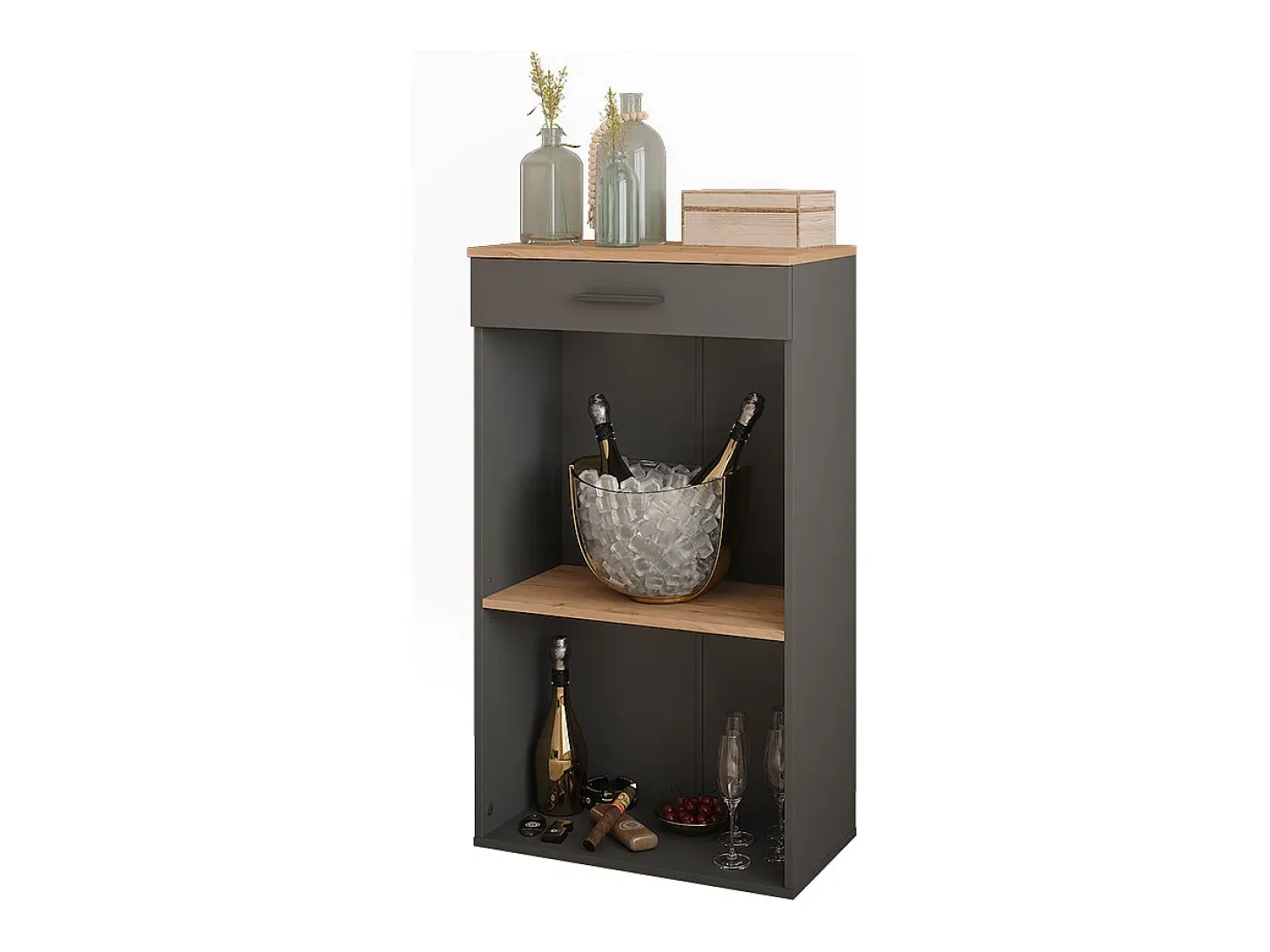 Botellero oro power roble/antracita 60x34.5x106 repose