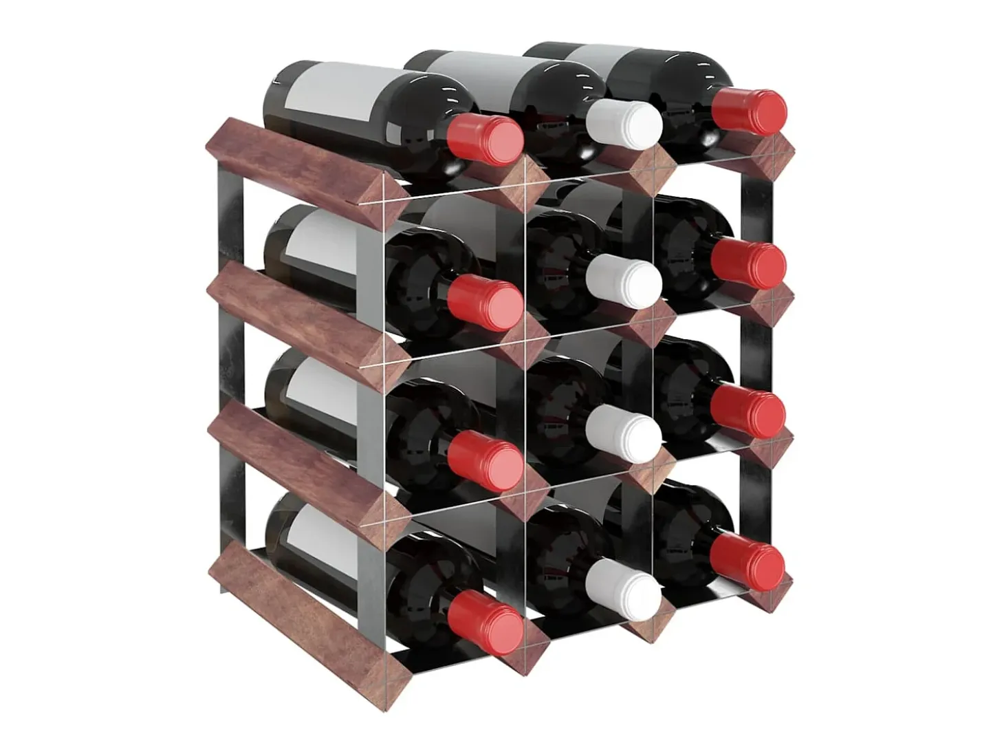 Botellero para 12 botellas madera maciza pino marrón ES708097