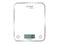 Báscula de Cocina Electrónica Tefal BC5000 5kg Precisión 1g Plataforma de Vidrio Blanco Ultra-Delgada con Almacenamiento en Pared