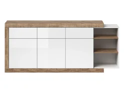 Bufé 3 puertas 3 cajones Azior Blanco y Madera
