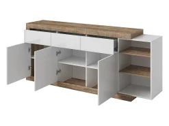 Bufé 3 puertas 3 cajones Azior Blanco y Madera