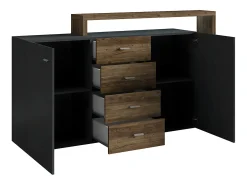 Bufé 2 puertas 4 cajones Ilyes Gris y Madera