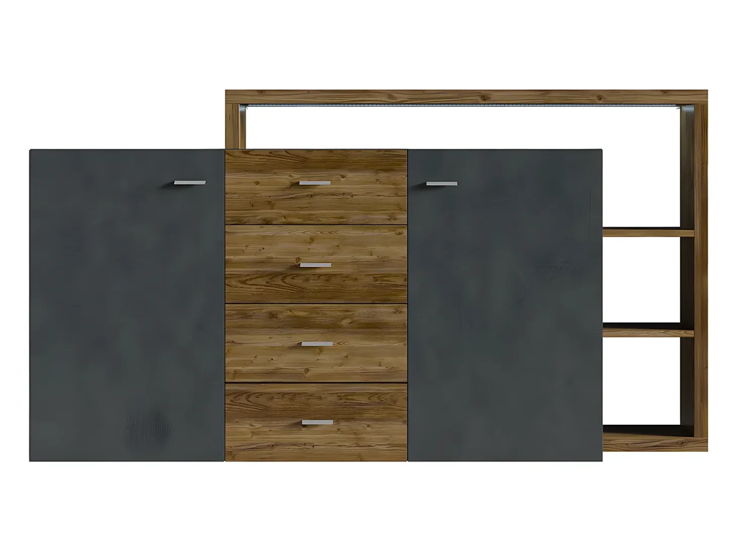 Bufé 2 puertas 4 cajones Ilyes Gris y Madera