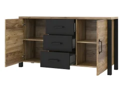 Bufé 2 puertas 3 cajones Lyam Madera y Negro