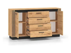 Bufé 2 puertas 3 cajones Solal Madera y Negro