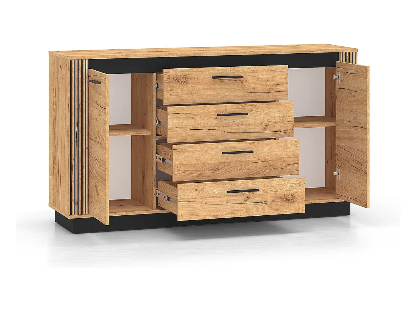 Bufé 2 puertas 3 cajones Solal Madera y Negro