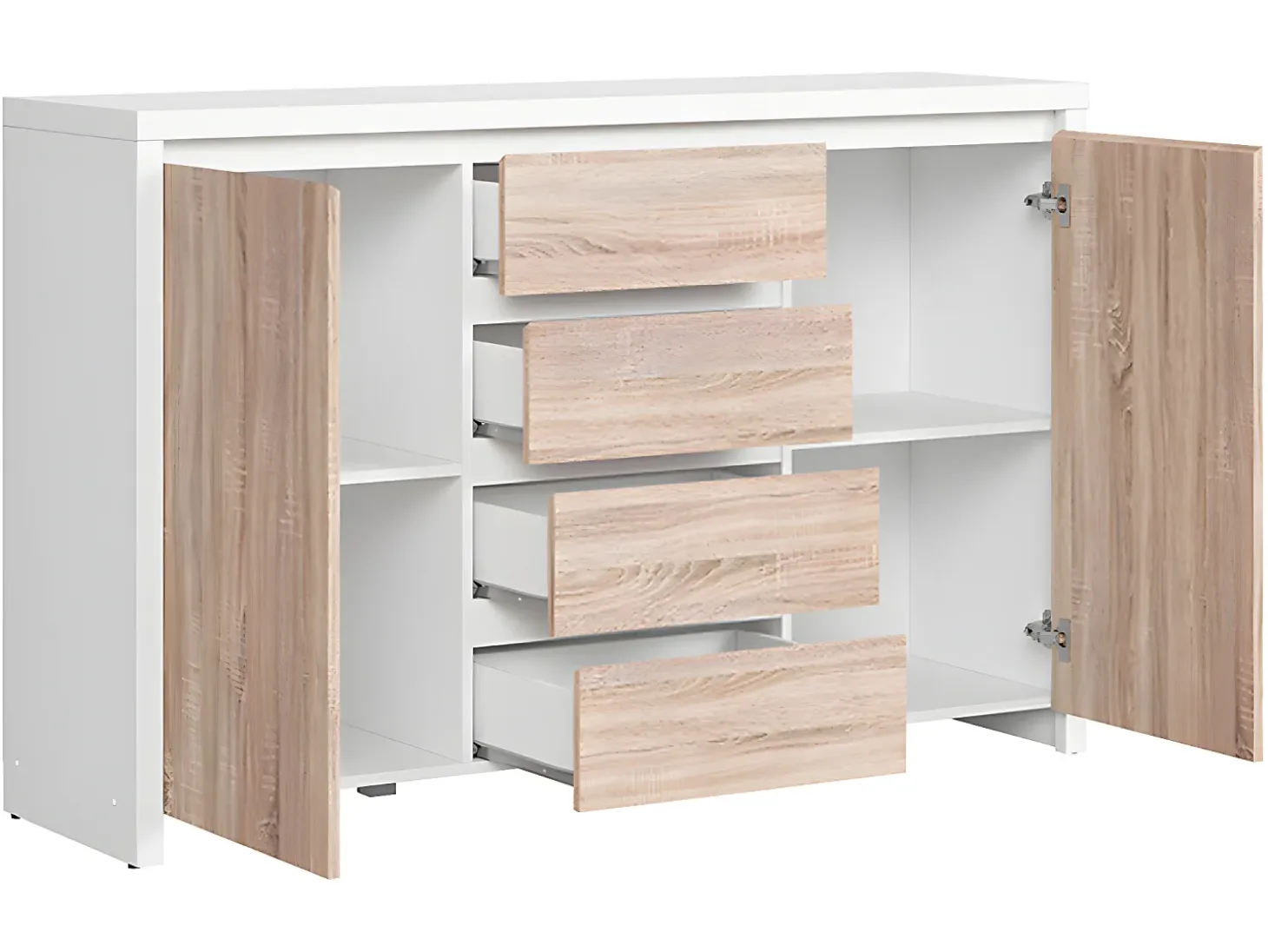 Bufé 2 puertas 4 cajones Soren Blanco y Madera