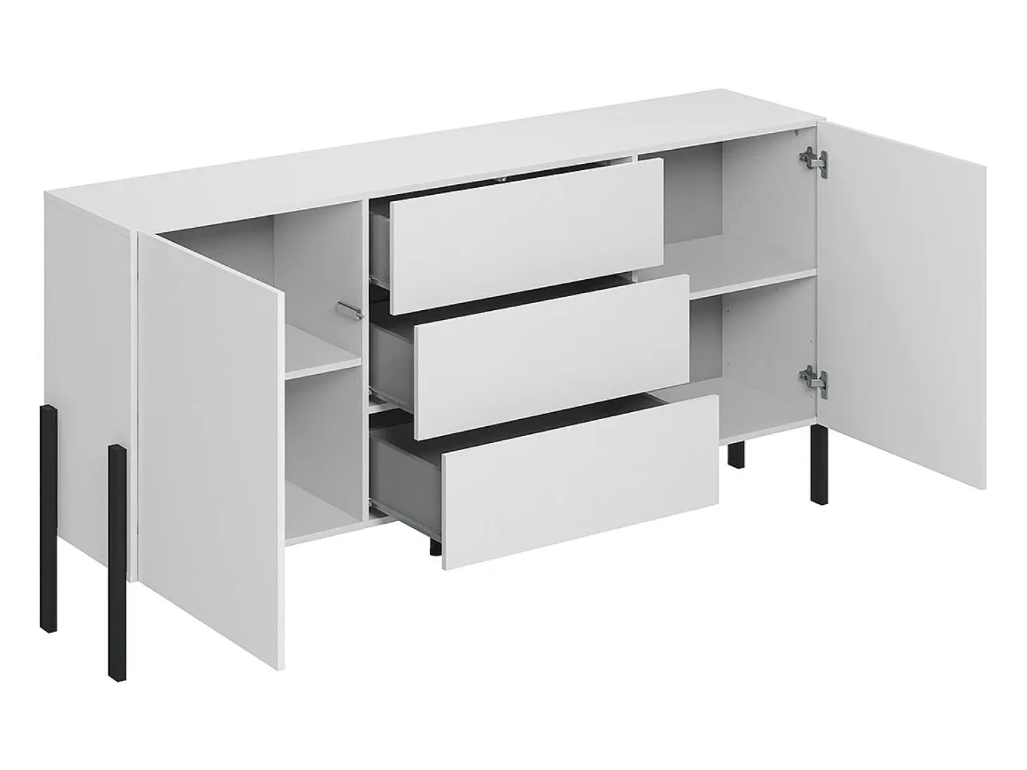 Bufé largo 2 puertas 3 cajones Bérénice Blanco