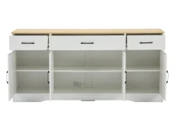Buffé moderno 160x37x75 cm - con 3 cajones - con 4 puertas - blanco