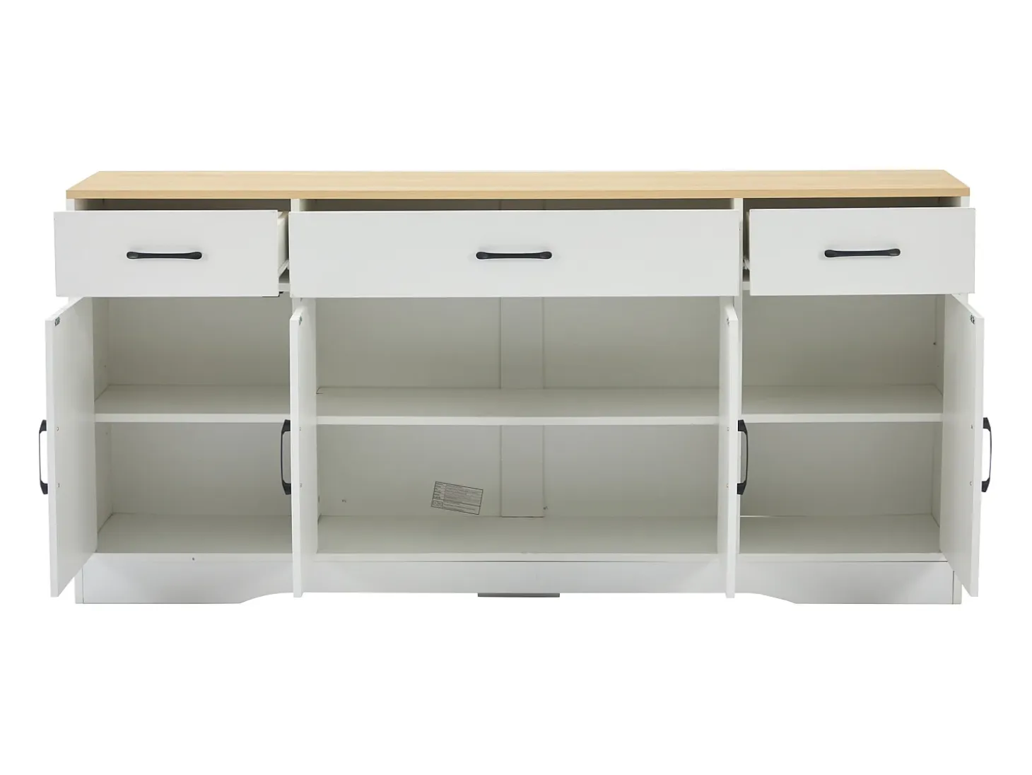 Buffé moderno 160x37x75 cm - con 3 cajones - con 4 puertas - blanco