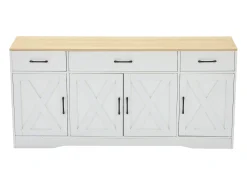 Buffé moderno 160x37x75 cm - con 3 cajones - con 4 puertas - blanco