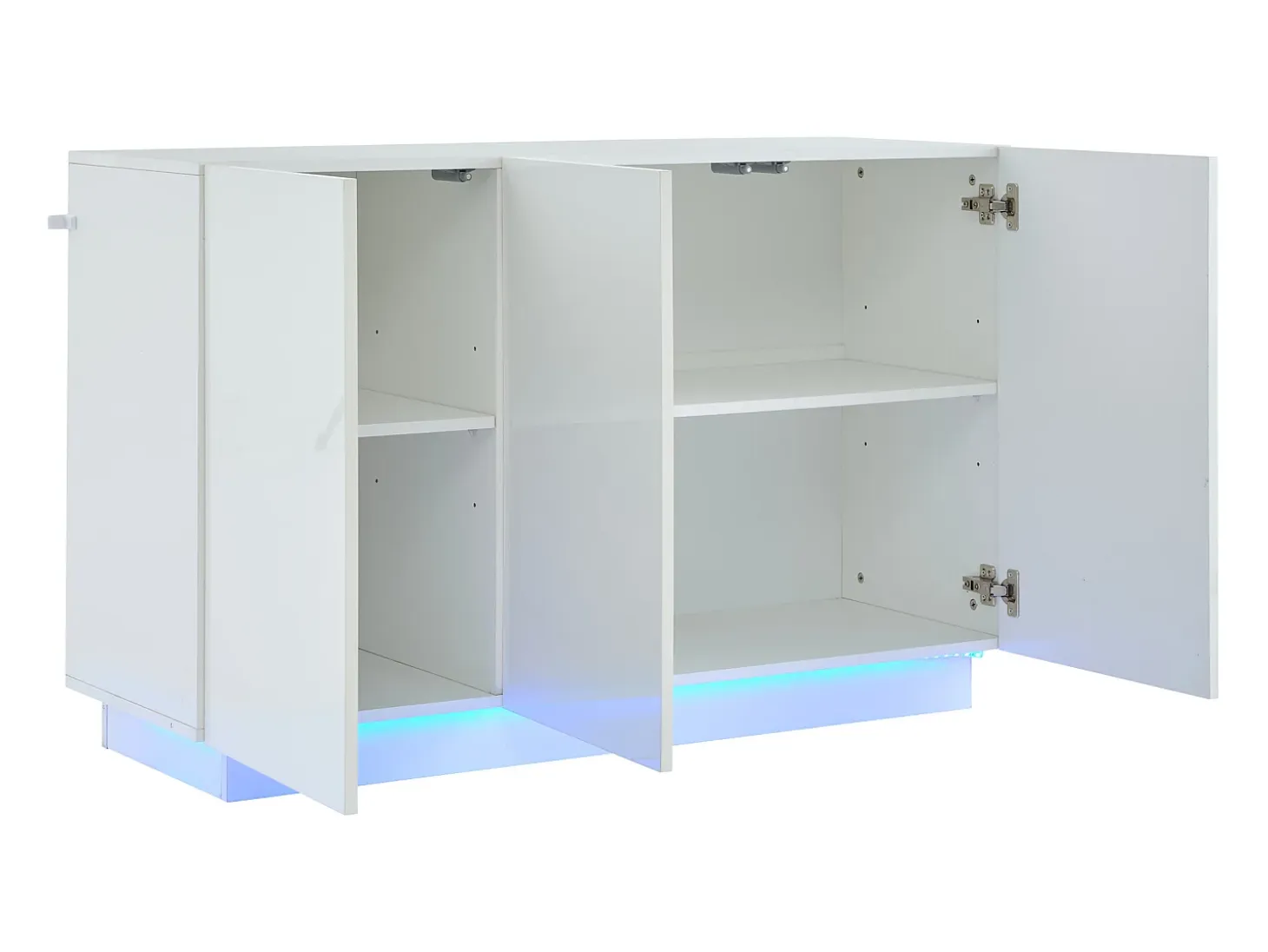 Buffé 120x40x75 cm - con iluminación LED - con 3 puertas - Paneles de partículas - Blanco