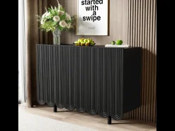 Buffet à 4 portes avec portes en forme de larme -Noir